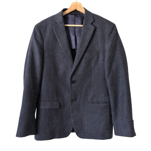 Lauren Ralph Lauren Other - Lauren Ralph Lauren Mens 40R Wool Silk Linen Blazer Jacket Navy Blue Glen Check